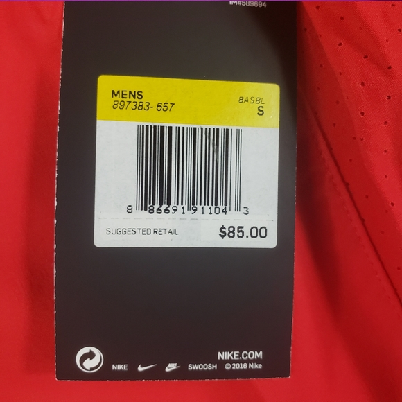 MEN'S NIKE BASEBALL RED 3/4 SLEEVE SMALL - Picture 5 of 10